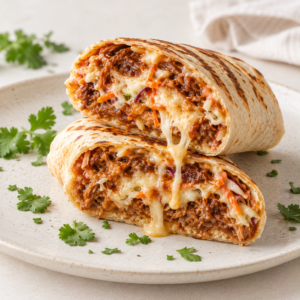 Wrap de cerdo desmechado coleslow y queso