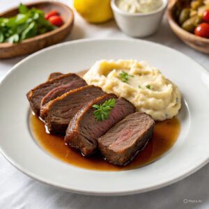 Carne al horno con pure de papa