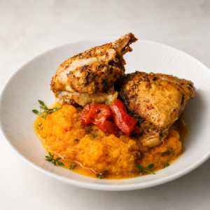Patamuslo al limon con pure de calabaza