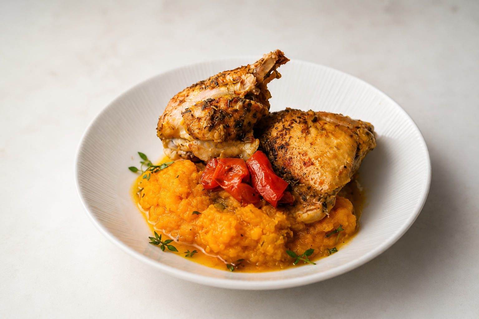 Patamuslo al limon con pure de calabaza